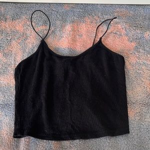 Black cropped ribbed cami